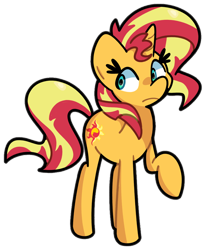 Size: 750x900 | Tagged: safe, artist:kindakismet, derpibooru import, sunset shimmer, pony, unicorn, g4, black outlines, female, horn, mare, raised hoof, raised leg, simple background, solo, transparent background