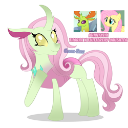 Size: 2900x2900 | Tagged: safe, derpibooru import, fluttershy, thorax, oc, oc only, changedling, changeling, changepony, hybrid, g4, changedling oc, changeling hybrid, changeling oc, female, interspecies offspring, king thorax, male, next generation, offspring, parent:fluttershy, parent:thorax, parents:thoraxshy, screencap reference, ship:thoraxshy, shipping, simple background, solo, straight, white background