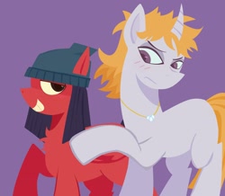 Size: 2250x1960 | Tagged: safe, derpibooru import, pegasus, pony, unicorn, duo, duo female, female, hat, horn, jewelry, julia (total drama island), messy hair, mk (total drama island), mkulia, necklace, ponified, smiling, species swap, total drama, total drama island