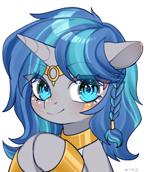 Size: 1000x1149 | Tagged: safe, alternate version, artist:frostmoon, derpibooru import, oc, oc only, oc:cork, pony, clothes, dark skin, egyptian, female, greek, mare, simple background, solo, transparent background