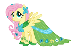 Size: 1024x650 | Tagged: safe, artist:angellight-vectors, derpibooru import, fluttershy, pegasus, pony, g4, clothes, cute, dress, female, gala dress, mare, shyabetes, simple background, smiling, solo, spread wings, transparent background, vector, wings