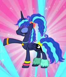 Size: 920x1080 | Tagged: safe, derpibooru import, screencap, princess luna, between dark and dawn, g4, 80s princess luna, concave belly, cropped, eyes closed, slender, solo, thin