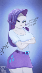 Size: 1500x2600 | Tagged: safe, artist:theretroart88, derpibooru import, rarity, human, equestria girls, g4, angry, big breasts, breasts, cleavage, clothes, crossed arms, cute, dialogue, female, glare, madorable, raritits, rarity is not amused, skirt, solo, talking, talking to viewer, unamused