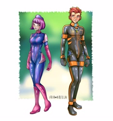 Size: 2913x3113 | Tagged: safe, artist:iraabella, derpibooru import, oc, oc only, human, equestria girls, g4, alternate universe, boots, clothes, couple, duo, fireheart76's latex suit design, gloves, humanized, humanized oc, latex, latex boots, latex gloves, latex suit, prisoners of the moon, rubber, rubber boots, rubber gloves, rubber suit, shoes