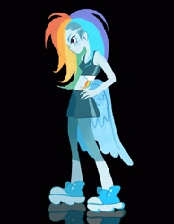 Size: 1943x2499 | Tagged: safe, artist:guizhughost, derpibooru import, rainbow dash, human, g4, black background, humanized, simple background