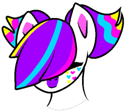 Size: 460x410 | Tagged: safe, artist:kharmacal, derpibooru import, oc, oc only, oc:palette, earth pony, artfight, bust, colorful, pigtails, portrait, simple background, solo, transparent background