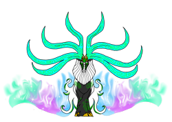 Size: 1414x1000 | Tagged: safe, artist:zetikoopa, derpibooru import, oc, oc only, oc:yggdrasil, deer, reindeer, them's fightin' herds, aurora borealis, community related, magic, male, render, simple background, solo, transparent background