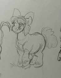 Size: 1702x2160 | Tagged: safe, artist:sparjechkaa, derpibooru import, apple bloom, earth pony, g4, alternate universe, child, curly hair, cute, eyelashes, female, filly, foal, freckles, headcanon, solo, traditional art, unshorn fetlocks