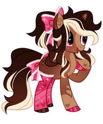 Size: 1280x1539 | Tagged: safe, artist:dilfistic, derpibooru import, oc, oc only, oc:chocolate hearts, pony, unicorn, bow, clothes, female, hair bow, horn, mare, simple background, socks, solo, tail, tail bow, transparent background