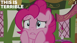 Size: 2000x1125 | Tagged: safe, derpibooru import, edit, edited screencap, editor:quoterific, screencap, pinkie pie, earth pony, pony, g4, season 3, too many pinkie pies, female, mare, mushroom table, ponyville, solo