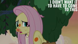 Size: 2000x1125 | Tagged: safe, derpibooru import, edit, edited screencap, editor:quoterific, screencap, fluttershy, a health of information, g4, bag, saddle bag, solo, swamp fever