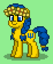 Size: 184x224 | Tagged: safe, derpibooru import, oc, oc only, oc:ukraine, earth pony, pony, flower, green background, nation ponies, ponified, pony town, simple background, solo, species swap, sunflower, ukraine