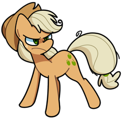 Size: 900x876 | Tagged: safe, artist:kindakismet, derpibooru import, applejack, mean applejack, earth pony, pony, g4, the mean 6, angry, clone, liarjack, simple background, solo, transparent background