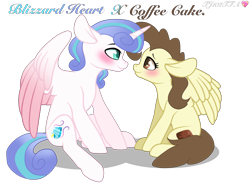 Size: 2400x1800 | Tagged: safe, artist:tj102tfa, derpibooru import, angel cake, pound cake, prince blizzard heart, princess flurry heart, alicorn, pegasus, pony, g4, blushing, duo, duo male and female, female, male, mare, older, older angel cake, older blizzard heart, older flurry heart, older pound cake, rule 63, ship:angelblizzard, ship:poundflurry, shipping, simple background, stallion, straight, transparent background