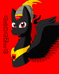 Size: 1717x2146 | Tagged: safe, artist:hiroultimate, derpibooru import, oc, oc only, pony, albania, nation ponies, ponified, solo, species swap