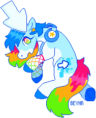 Size: 189x231 | Tagged: safe, artist:beyhr, derpibooru import, oc, oc only, oc:pixel, earth pony, pony, artfight, blue coat, blue eyelashes, blue hooves, clothes, coat markings, colored belly, colored eyelashes, colored hooves, digital art, earth pony oc, eyelashes, facial markings, fishnet clothing, fishnet stockings, gift art, headphones, holding a pony, hooves, mealy mouth (coat marking), mouse cursor, multicolored eyes, multicolored mane, multicolored tail, pale belly, pixel art, profile, shiny mane, shiny tail, signature, simple background, solo, stockings, swirly eyes, tail, thigh highs, three toned eyes, three toned tail, transparent background, white pupils