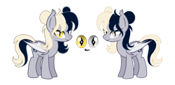 Size: 4500x2195 | Tagged: safe, artist:darbypop1, derpibooru import, oc, oc only, oc:destiny laurel, bat pony, pony, female, heterochromia, mare, simple background, solo, transparent background