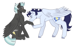 Size: 3500x2200 | Tagged: safe, artist:monnarcha, derpibooru import, soarin', thunderlane, pony, g4, duo, duo male, gay, hoof kissing, kissing, male, shipping, simple background, soarilane, transparent background