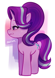 Size: 2017x2866 | Tagged: safe, artist:maren, derpibooru import, starlight glimmer, pony, unicorn, g4, female, gritted teeth, horn, mare, solo, sweat, sweatdrop, teeth