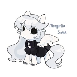 Size: 1000x1000 | Tagged: safe, artist:tabithaqu, derpibooru import, oc, oc only, oc:margarita swan, pegasus, pony, chibi, clothes, dress, female, mare, simple background, solo, white background