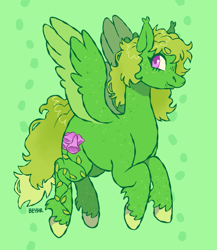 Size: 759x876 | Tagged: safe, artist:beyhr, derpibooru import, oc, oc only, oc:foxglove, pegasus, pony, artfight, body freckles, cascading cutie mark, coat markings, colored eyelashes, colored hooves, colored wings, colored wingtips, curly hair, curly mane, curly tail, ear tufts, eyelashes, facial piercing, flying, freckles, gift art, green coat, green eyelashes, green mane, green tail, green wingtips, hooves, leg fluff, leg freckles, lip piercing, long mane, long tail, looking back, patterned background, pegasus oc, piercing, pink eyes, ponysona, raised hooves, shiny mane, shiny tail, signature, smiling, snake bites, solo, speckled, spread wings, tail, two toned background, two toned tail, two toned wings, unshorn fetlocks, wall of tags, wing freckles, wings, yellow hooves