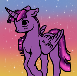 Size: 690x682 | Tagged: safe, artist:starstation, derpibooru import, twilight sparkle, twilight sparkle (alicorn), alicorn, pony, g4, gradient background, solo, sparkles