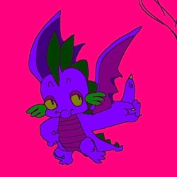 Size: 498x498 | Tagged: safe, artist:msponies, derpibooru import, spike, dragon, g4, male, pink background, simple background, solo, winged spike, wings