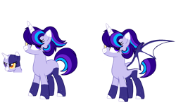 Size: 1710x1044 | Tagged: safe, derpibooru import, bat pony, unicorn, female, heterochromia, horn, kinsona, mare, reference sheet, simple background, solo, transparent background