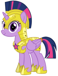 Size: 800x1045 | Tagged: safe, artist:eyvaricko, artist:twilyisbestpone, derpibooru import, twilight sparkle, twilight sparkle (alicorn), alicorn, pony, g4, armor, base used, female, helmet, hoof shoes, looking at you, mare, royal guard, royal guard armor, royal guard twilight, simple background, smiling, smiling at you, solo, transparent background