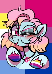 Size: 1240x1754 | Tagged: safe, alternate version, artist:jully-park, derpibooru import, oc, oc only, oc:charlotte parker, earth pony, pony, bigender, bigender pride flag, bisexual, bisexual pride flag, pride, pride flag, solo