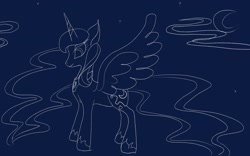 Size: 2560x1600 | Tagged: safe, derpibooru import, princess luna, alicorn, pony, female, monochrome, moon, sketch, solo