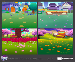 Size: 2545x2106 | Tagged: safe, artist:vladisfender, derpibooru import, g4, banner, concept art, flower, gameloft, high res, my little pony logo, my little pony: magic princess, no pony, official, stage, tree