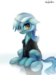 Size: 1080x1440 | Tagged: safe, artist:unclechai, derpibooru import, lyra heartstrings, pony, unicorn, fanfic:background pony, clothes, dig the swell hoodie, female, hoodie, horn, simple background, solo, white background