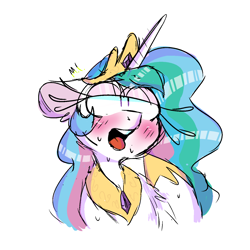 Size: 1400x1400 | Tagged: safe, artist:sparjechkaa, derpibooru import, princess celestia, alicorn, pony, g4, ahegao, blushing, bust, female, looking up, mare, meme, old art, open mouth, princess molestia, sketch, solo, tongue, tongue out