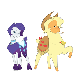 Size: 2054x2048 | Tagged: safe, artist:aztrial, derpibooru import, part of a set, applejack, rarity, alpaca, g4, alpacafied, duo, my little x, simple background, species swap, white background