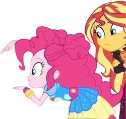 Size: 2669x2520 | Tagged: safe, derpibooru import, edit, edited screencap, editor:homersimpson1983, screencap, pinkie pie, sunset shimmer, human, equestria girls, g4, background removed, female, not a vector