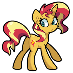 Size: 900x891 | Tagged: safe, artist:kindakismet, derpibooru import, sunset shimmer, pony, unicorn, g4, bunset shimmer, butt, cutie mark, horn, looking back, plot, simple background, smiling, solo, transparent background