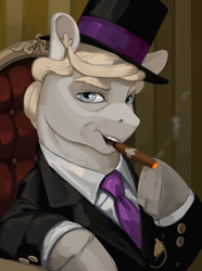 Size: 1560x2100 | Tagged: safe, artist:kelkessel, derpibooru import, oc, oc only, oc:regniy zlatov, earth pony, pony, equestria at war mod, eaw redux, male, smoking, solo, stallion, stalliongrad