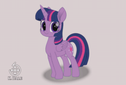 Size: 800x540 | Tagged: safe, artist:k. dale, derpibooru import, twilight sparkle, twilight sparkle (alicorn), alicorn, pony, g4, animated, cute, dancing, female, flexing, gif, looking at you, mare, simple background, smiling, smiling at you, smug, smug smile, smuglight sparkle, solo, twiabetes, white background