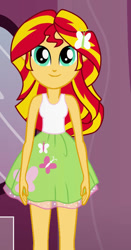 Size: 490x936 | Tagged: safe, artist:qbert2kcat, derpibooru import, sunset shimmer, equestria girls, g4, clothes, clothes swap, female, shirt, skirt, solo, tanktop