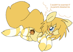 Size: 604x431 | Tagged: safe, artist:muffinz, derpibooru import, oc, oc only, oc:fluffer nutter, earth pony, pony, clothes, male, pixel-crisp art, simple background, socks, solo, speech bubble, stallion, striped socks, white background