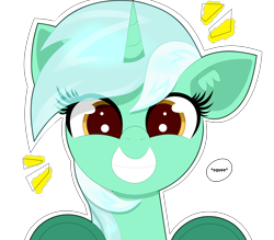 Size: 4000x3500 | Tagged: safe, artist:scandianon, derpibooru import, lyra heartstrings, unicorn, g4, bust, emanata, female, happy, high res, horn, looking at you, mare, onomatopoeia, simple background, smiling, smiling at you, solo, transparent background