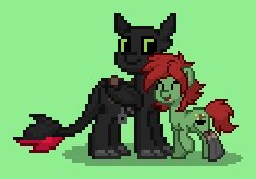 Size: 235x165 | Tagged: safe, derpibooru import, dragon, earth pony, pony, duo, green background, hiccup horrendous the third, how to train your dragon, pony town, simple background, toothless the dragon