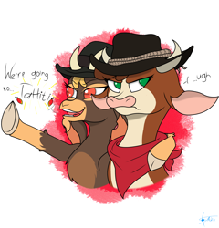 Size: 2500x2600 | Tagged: safe, artist:anix_space, derpibooru import, arizona cow, shanty goat, cow, goat, them's fightin' herds, community related, duo, red dead redemption 2