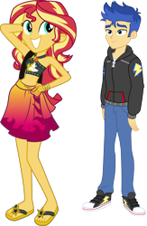 Size: 3777x5791 | Tagged: safe, artist:curvesandlines, artist:fireluigi29, derpibooru import, edit, flash sentry, sunset shimmer, human, better together, equestria girls, forgotten friendship, g4, absurd resolution, adorasexy, arm behind head, bag, bare shoulders, beach, beautiful, belly, belly button, bikini, bikini babe, bikini top, bracelet, clothes, cute, cutie mark on clothes, duo, duo male and female, equestria girls specials, feet, female, flashimmer, flip-flops, geode of empathy, hand on hip, height difference, hoodie, huggable, jewelry, legs, like what you see?, magical geodes, male, midriff, moe, pose, sandals, sarong, sexy, shimmerbetes, shipping, shoulder bag, simple background, skirt, sleeveless, smiling, standing, stomach, straight, stupid sexy sunset shimmer, sultry pose, sunset selfie, swimsuit, transparent background, vector, vector edit