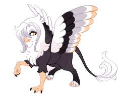 Size: 3500x2700 | Tagged: safe, artist:gigason, derpibooru import, oc, oc only, oc:salem, griffon, g4, beak, bipedal, brown coat, colored claws, colored legs, colored paws, colored wings, colored wingtips, commission, eye markings, eyelashes, facial markings, golden eyes, gradient mane, gradient wings, head fluff, leonine tail, lidded eyes, looking back, magical lesbian spawn, mismatched claws, multicolored wings, offspring, parent:gilda, parent:oc:secret tarry, parents:canon x oc, raised claw, raised leg, simple background, slit eyes, smiling, solo, spread wings, tail, thin tail, transparent background, two toned tail, watermark, wavy mane, white mane, white tail, wings