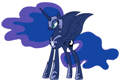 Size: 1920x1245 | Tagged: artist needed, source needed, safe, anonymous artist, derpibooru import, edit, nightmare moon, princess luna, alicorn, pony, alternate color palette, alternate design, alternate scenario, concave belly, female, mare, slender, solo, spread wings, thin, what if, wings