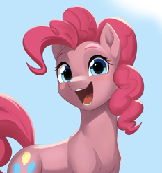 Size: 2555x2736 | Tagged: safe, artist:sierraex, derpibooru import, pinkie pie, earth pony, pony, g4, female, happy, looking at you, open mouth, open smile, smiling, solo