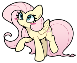 Size: 900x736 | Tagged: safe, artist:kindakismet, derpibooru import, fluttershy, pegasus, pony, g4, blush sticker, blushing, simple background, smiling, solo, white background