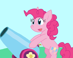 Size: 1113x888 | Tagged: safe, artist:cmara, derpibooru import, pinkie pie, earth pony, g4, female, party cannon, solo